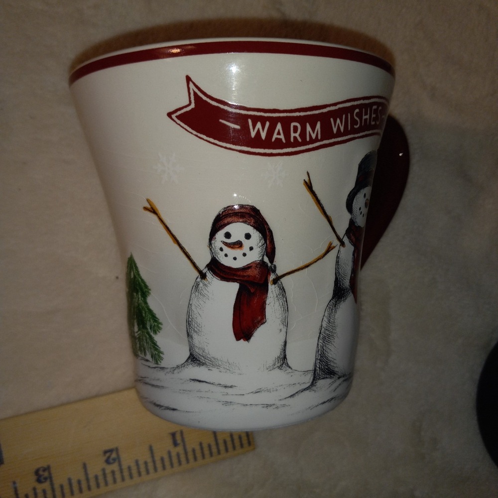 St. Nicholas Square Yuletide Mug Warm Wishes Snowman hand painted no lid